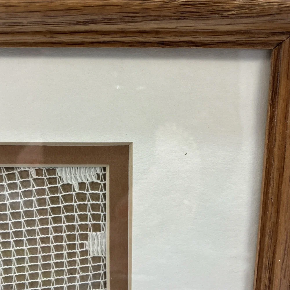 Vtg. Framed Doily Scottie Dog Scottish Terrier Butterfly Flower Wall Hanging